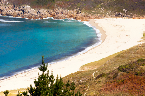View of  beautiful Lourido beach near Muxía village , Costa da Morte, A Coruña province, Galicia, Spain. Camino de Santiago.
