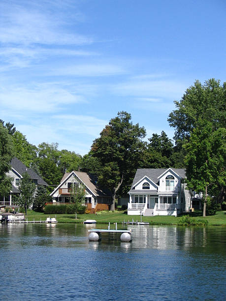 istock Three beautiful houses on the lake  139988357