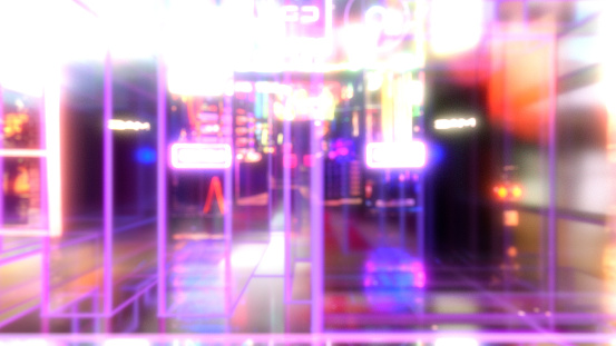 3d render, abstract defocused blurred motion technology background.