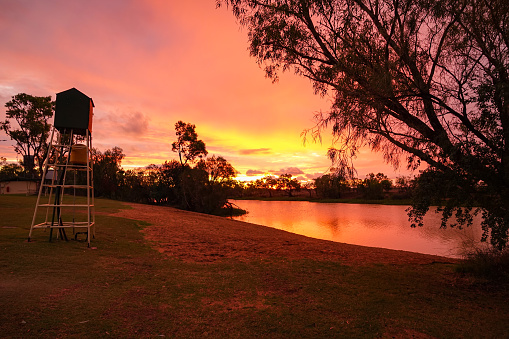 Sunset at the Thompson river in longreach