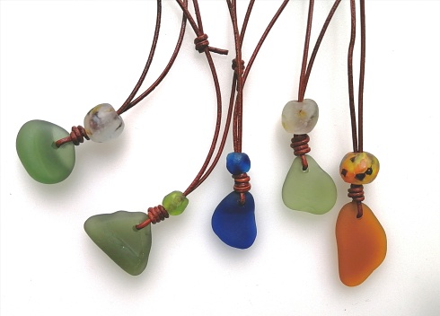 Set of Colored Sea Glass Necklaces