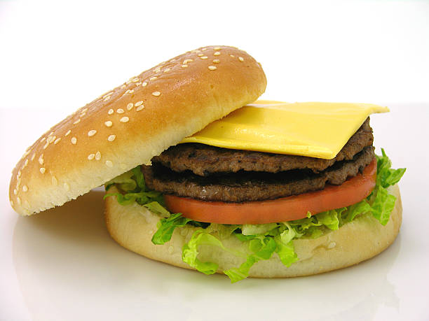 open bun burger stock photo