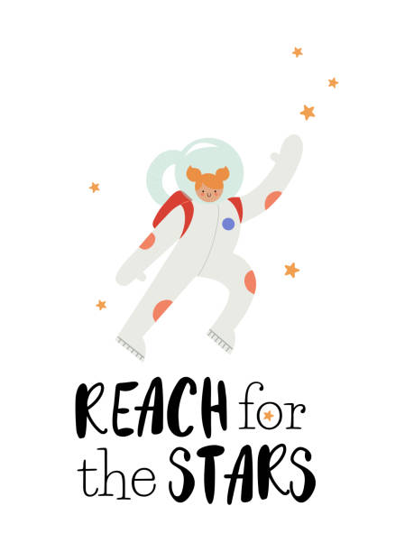 illustrazioni stock, clip art, cartoni animati e icone di tendenza di poster raggiungi le stelle - reach for the stars