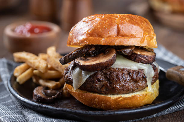 istock Mushroom cheeseburger on a toasted bun 1399890001