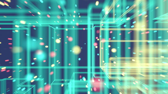 Abstract blurred motion technology background, 3d render.
