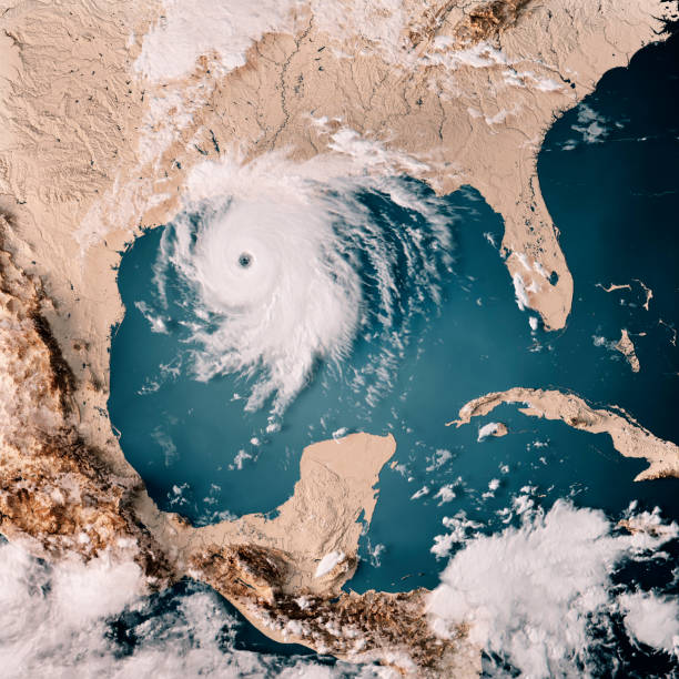 istock Gulf Of Mexico Cloud Map Hurricane Laura 3D Render Neutral 1399892672