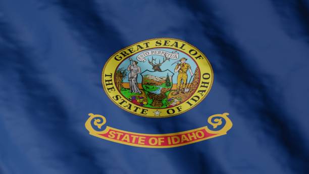 istock Idaho flag. ID flag fluttering in the wind. 1399892904