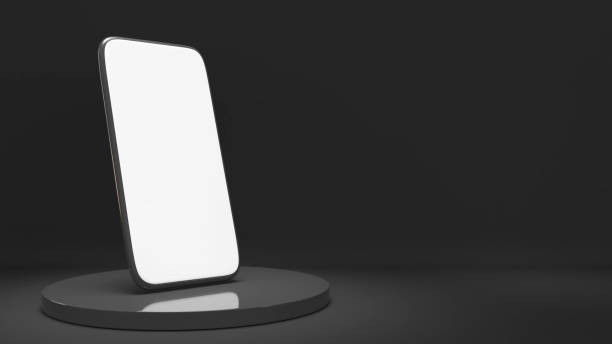 istock Mobile mockup on black stand and black background.3d rendering 1399896039