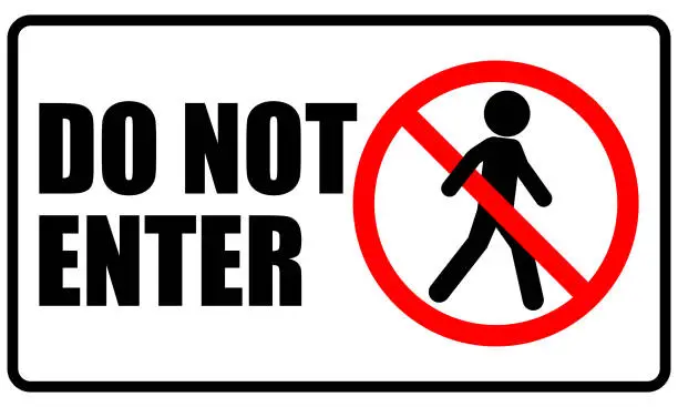 Vector illustration of Do Not Enter Sticker template design, restricted Area Authorized Personnel Only Symbol Warning Precaution Sign, No Entry Isolated White Label, No Trespassing