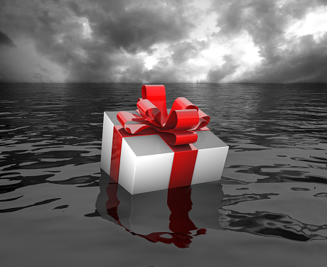 Gift Box in the Sea