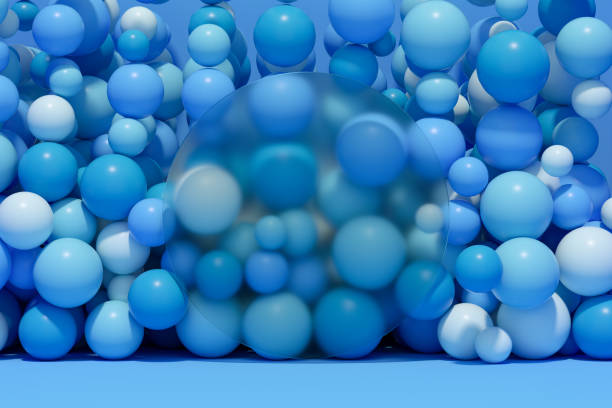 istock Colorful spheres behind a glass frame 1399904174