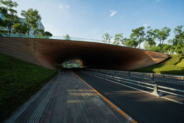 istock Sunny urban modern tunnels and office buildings 1399907127