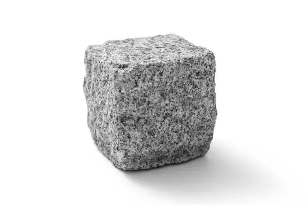 Cube stone, cobblestone pavement on white background