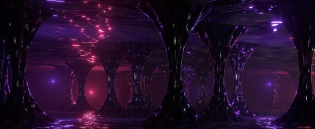 istock Neon futuristic cave with columns 1399908887
