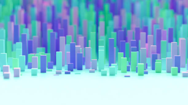 istock Abstract cityscape, bar graph, cube shapes background 1399908936