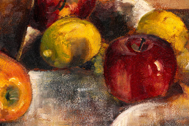 istock Macro of Apples and Lemons Still Life Painting 1399909131