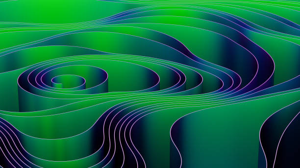 istock Abstract wavy spiral background iridescent holographic colors 1399911887