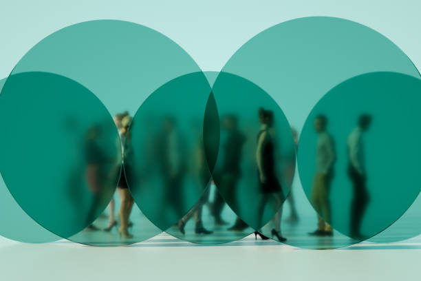 istock Blurred business people behind glass frames 1399912782