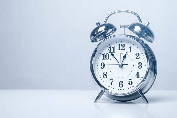 istock Vintage alarm clock isolated on white background. 12 o'clock reminder. Time concept 1399912799