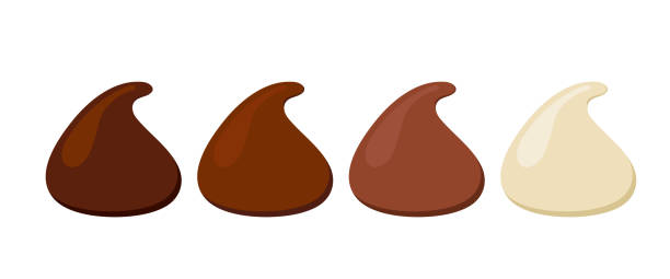 chipsy czekoladowe do pieczenia wektorowego zestawu ikon. - ciastko z kawałkami czekolady stock illustrations