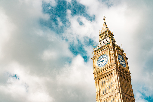 Close-up on Big Ben on a cloudy day