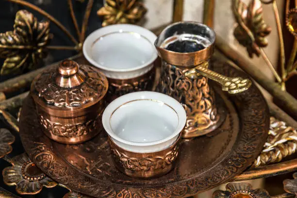 Photo of Coffee traditional arabic table appointments - turks and cups