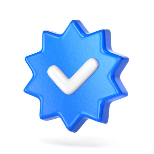 Profile verification check mark icon stock photo