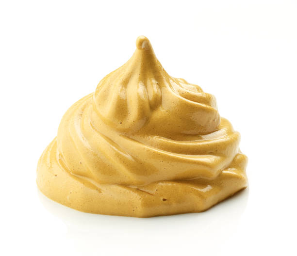 whipped mustard cream whipped mustard cream swirl isolated on white background dijon stock pictures, royalty-free photos & images