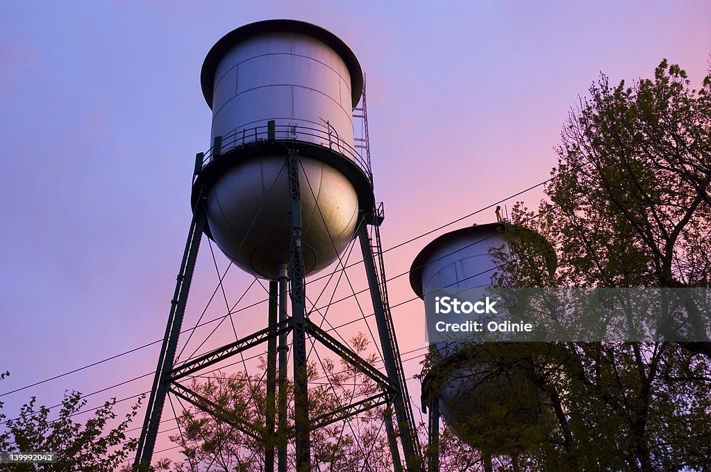 Watertowers at Sunset Watertowers at sunset after a big storm. Chico - California Stock Photo