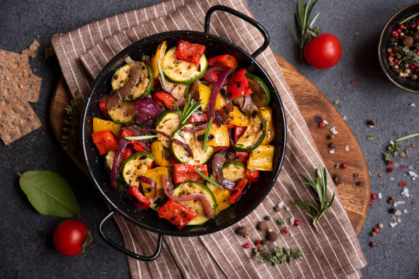 istock Grilled cooked assorted vegetables with herbs and spices 1399921003