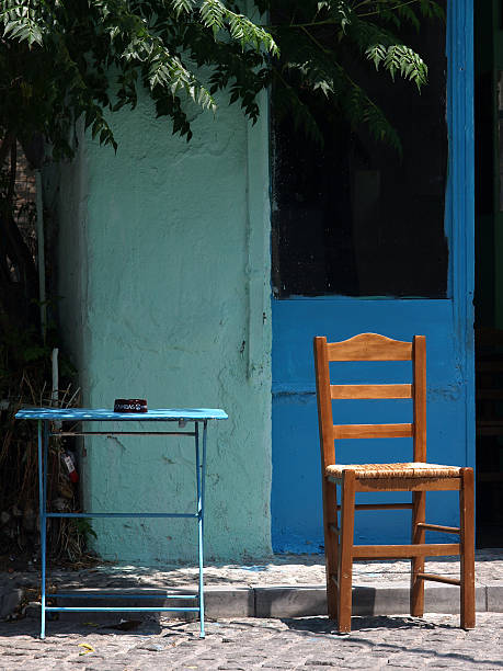 typical greek chair stock photo