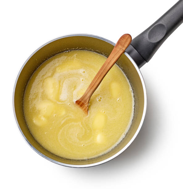 water, melted butter and salt in a pot