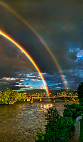 Double Rainbow  Over Leigh River in Easton, PA with rail bridge.  (Photo:  Ed Lallo/Getty Images)
