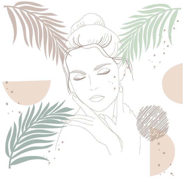 Portrait of a beautiful young woman Portrait of a beautiful young woman feme stock illustrations