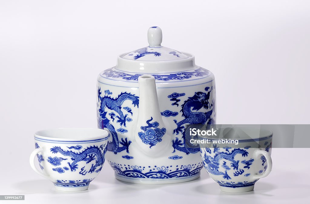 Oriental Tea Oriental Tea Pot and Cups Antique Stock Photo