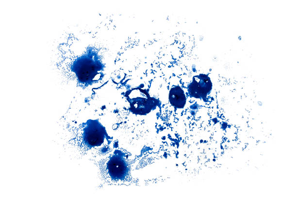 istock Abstract colorful blue oil ink on paper close-up background texture 1399928828