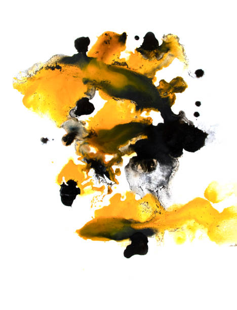 istock yellow and black Abstract colorful watercolor on paper close-up background texture 1399928929