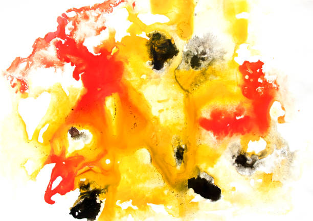 istock yellow and red Abstract colorful watercolor on paper close-up background texture 1399928974