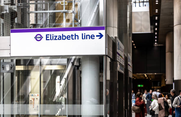 New Elizabeth line of London tube network, England stock photo