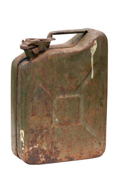 istock Old rusty fuel canister isolated on white background 1399931535
