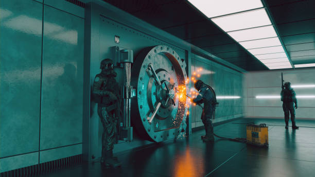 istock Heist at a bank with robbers breaking into a vault 1399933339