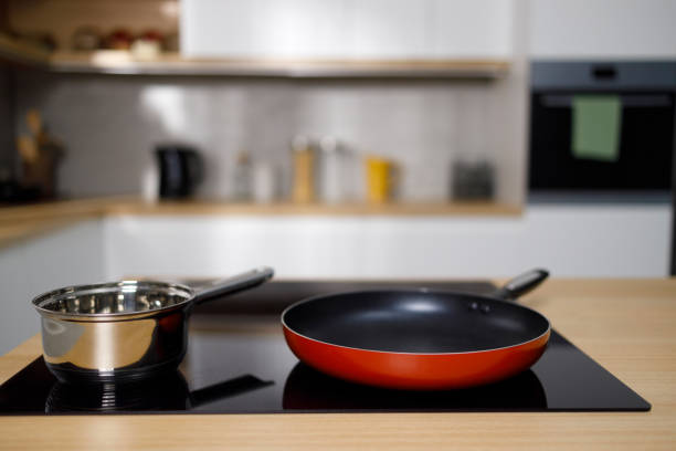 istock Frying pan and sauce pan on modern induction cooktop 1399934477