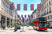 istock Union Jacks on Oxford Street for the Queen's Platinum Jubilee 1399934799