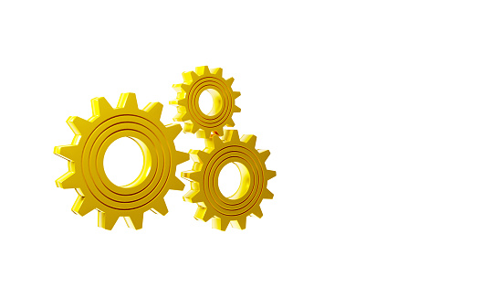 3d render of gear mechanism icon isolated on grey background.Digital image illustration.