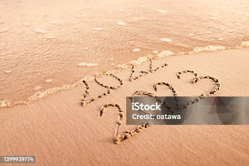 istock New Year 2023 replace 2022 on the sea beach summer. 1399939774