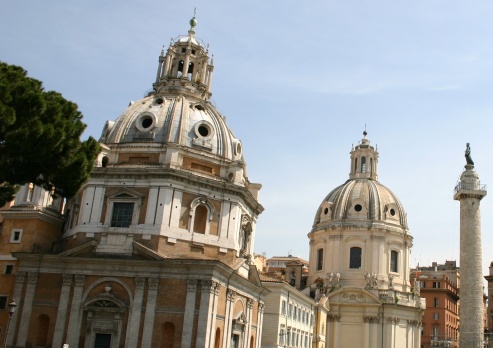 View of Rome with domes of catholic churches