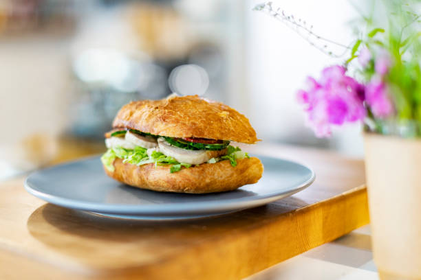 istock Sandwich with chicken ham and salad 1399947072