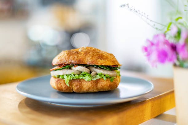 istock Sandwich with chicken ham and salad 1399947134