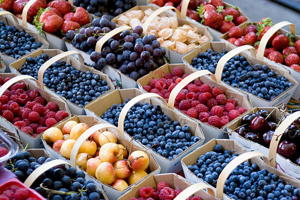 Fresh berries in an open air market in Montreal.
