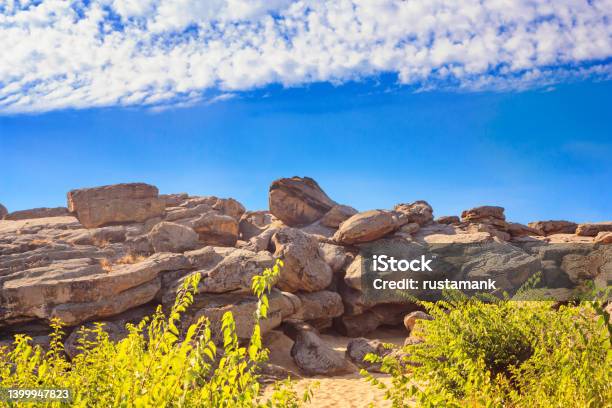 View Of The Kamyana Mohylain Is An Archaeological Site Encompasses A Group Of Isolated Blocks Of Sandstone With Petroglyphs Ukraine Stock Photo - Download Image Now